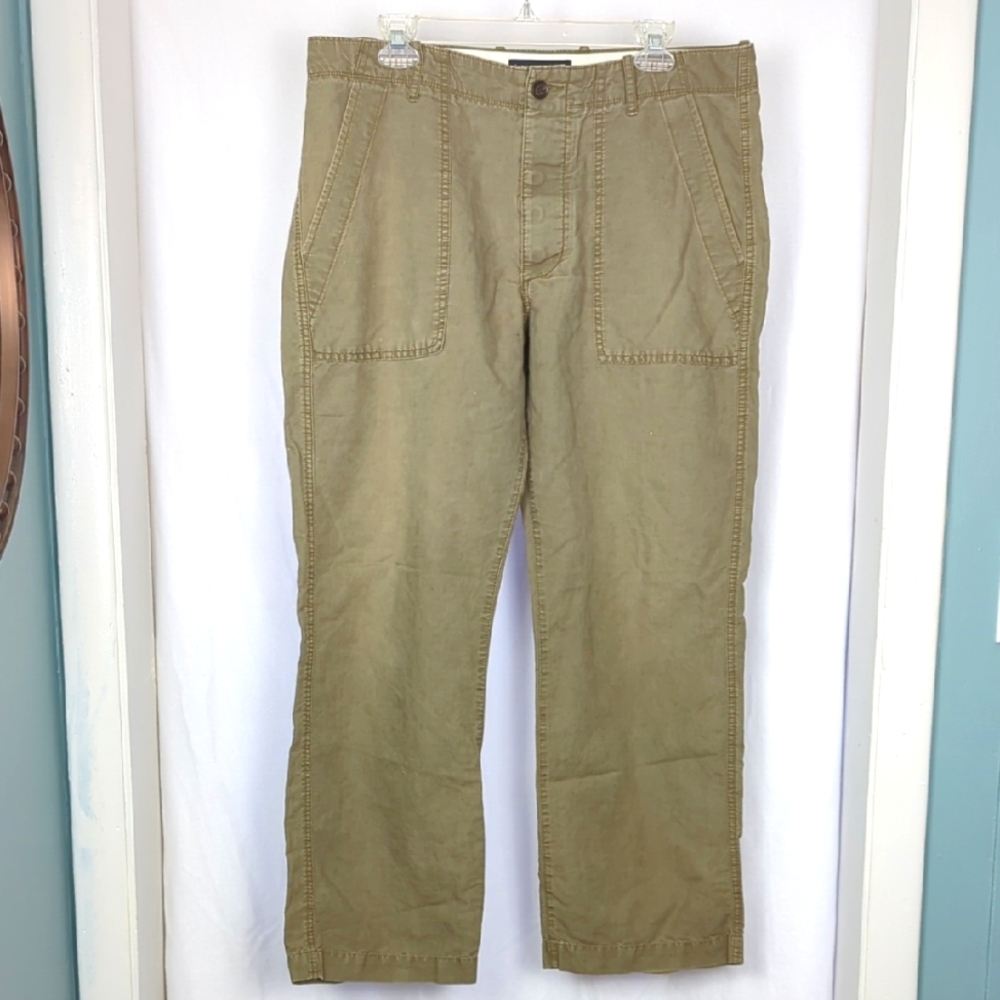 BANANA REPUBLIC Women's Barrel Leg Straight Green Chinos 34/30